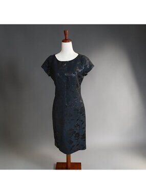 Paul & Joe Black Floral Jacquard Sheath Cocktail Dress France Size 38 US 4 6